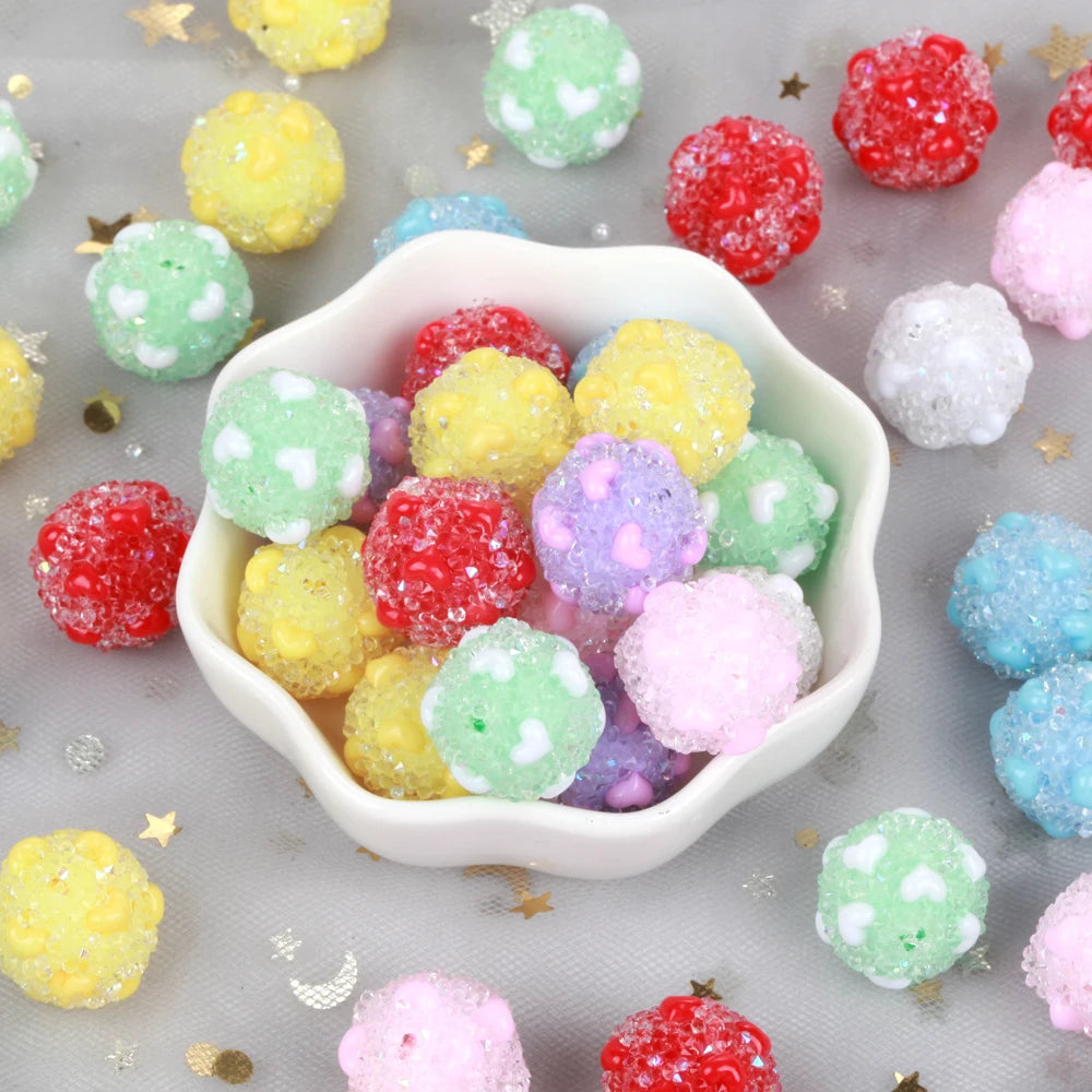 18mm 20pcs Charm Candy Love Heart Polymer Clay Acrylic Beads For Jewelry Making DIY Necklace Bracelets Earring Accessories VD