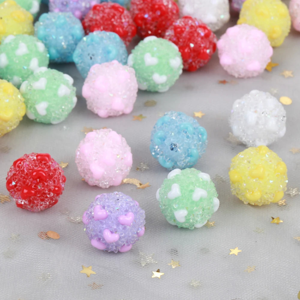 18mm 20pcs Charm Candy Love Heart Polymer Clay Acrylic Beads For Jewelry Making DIY Necklace Bracelets Earring Accessories VD