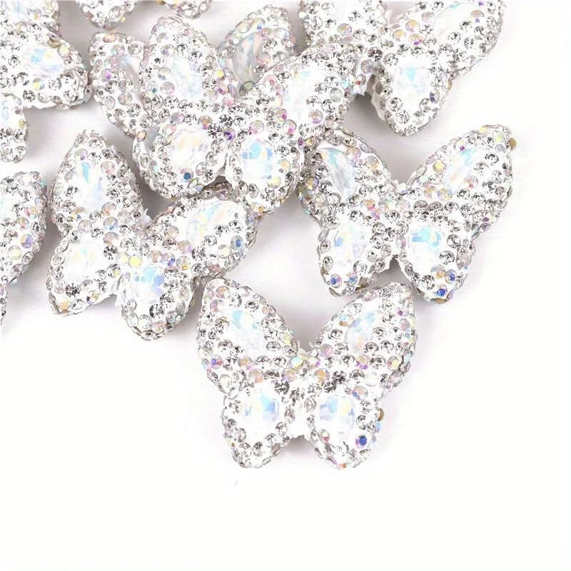 10pcs Butterfly Polymer Clay Beads Straight Hole Moon Glass Rhinestone For Pen Decorate DIY Jewelry Keychain Necklace Making