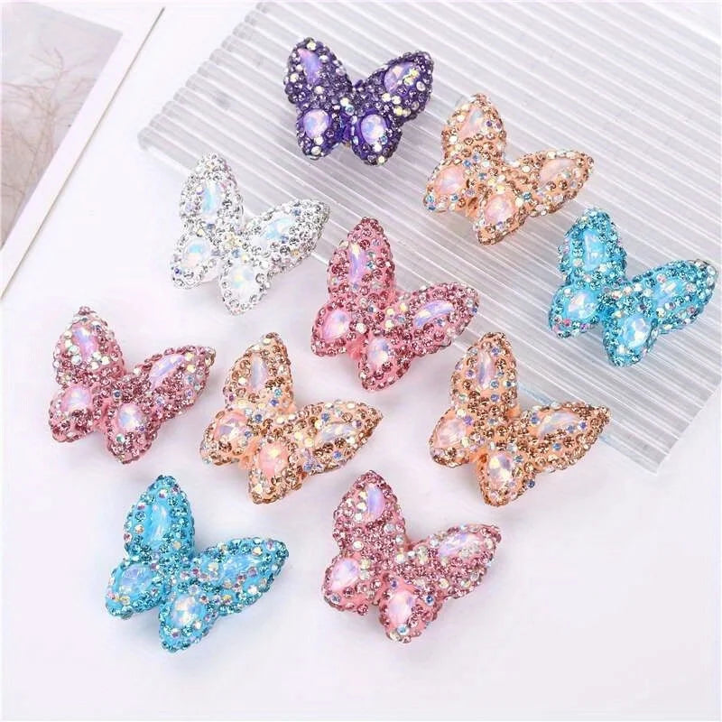 10pcs Butterfly Polymer Clay Beads Straight Hole Moon Glass Rhinestone For Pen Decorate DIY Jewelry Keychain Necklace Making