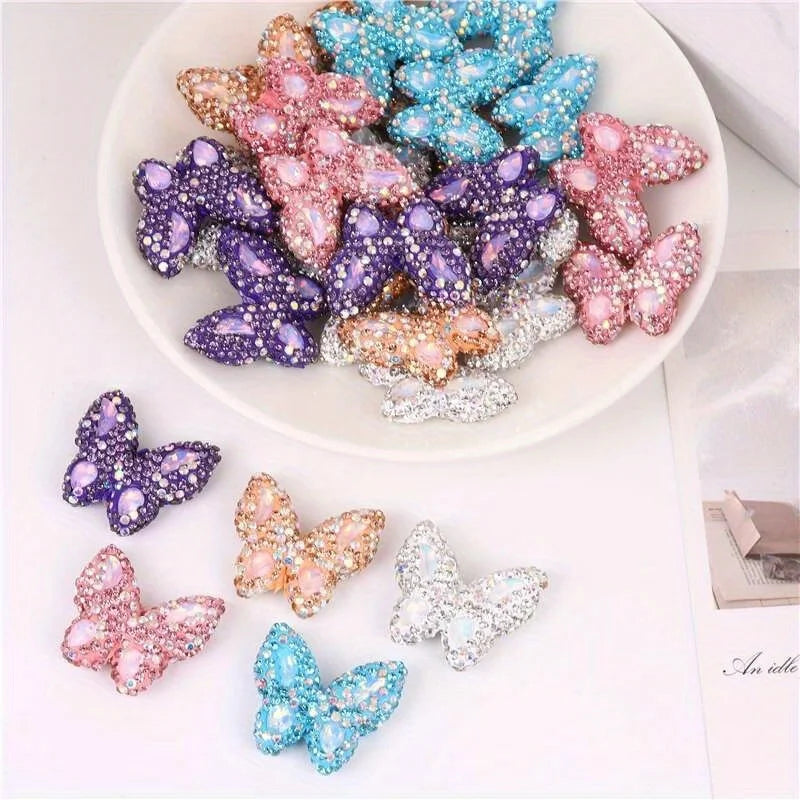 10pcs Butterfly Polymer Clay Beads Straight Hole Moon Glass Rhinestone For Pen Decorate DIY Jewelry Keychain Necklace Making