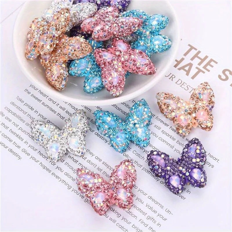 10pcs Butterfly Polymer Clay Beads Straight Hole Moon Glass Rhinestone For Pen Decorate DIY Jewelry Keychain Necklace Making