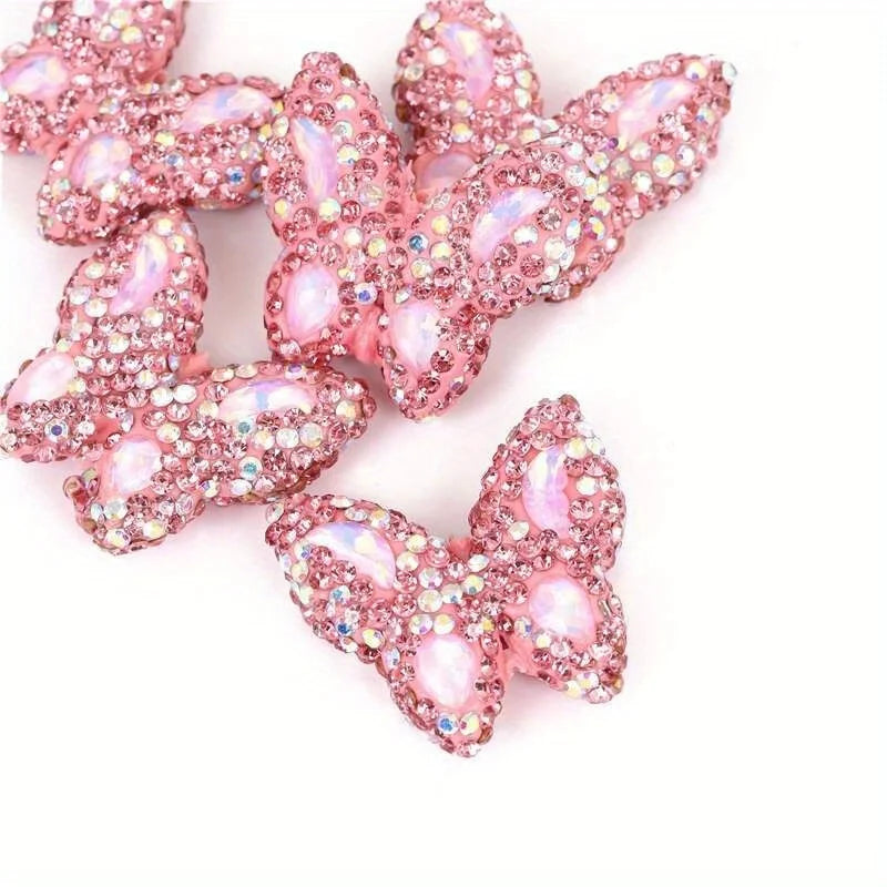 10pcs Butterfly Polymer Clay Beads Straight Hole Moon Glass Rhinestone For Pen Decorate DIY Jewelry Keychain Necklace Making
