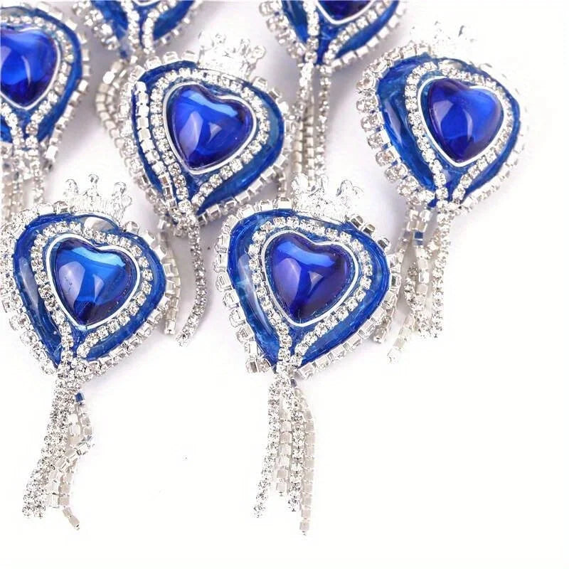 10pcs Girl Cute Loveheart Crown Beads Rhinestone Chain Tassel Handmade DIY Pen Decorate Mobile Phone Chain Accessories Ornaments