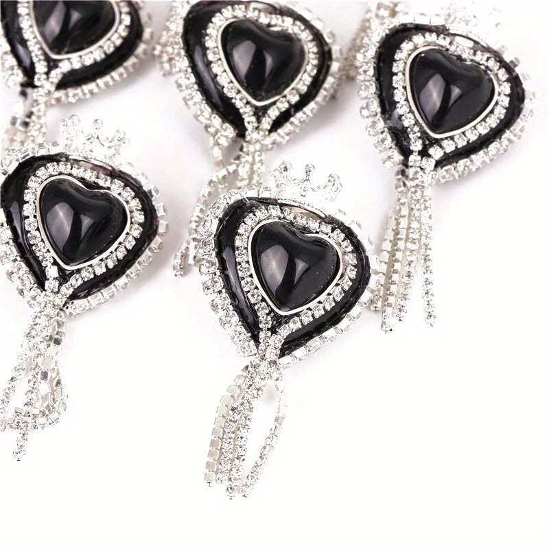 10pcs Girl Cute Loveheart Crown Beads Rhinestone Chain Tassel Handmade DIY Pen Decorate Mobile Phone Chain Accessories Ornaments