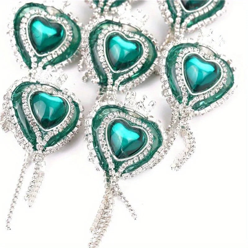 10pcs Girl Cute Loveheart Crown Beads Rhinestone Chain Tassel Handmade DIY Pen Decorate Mobile Phone Chain Accessories Ornaments