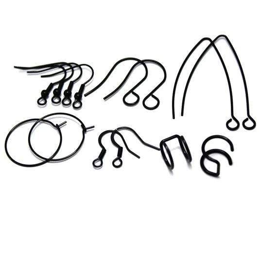 20-30PCS Stainless Steel Hypoallergenic Earring Hooks Findings Black Plated Earrings Clasp Wire For DIY Jewelry Making Supplier