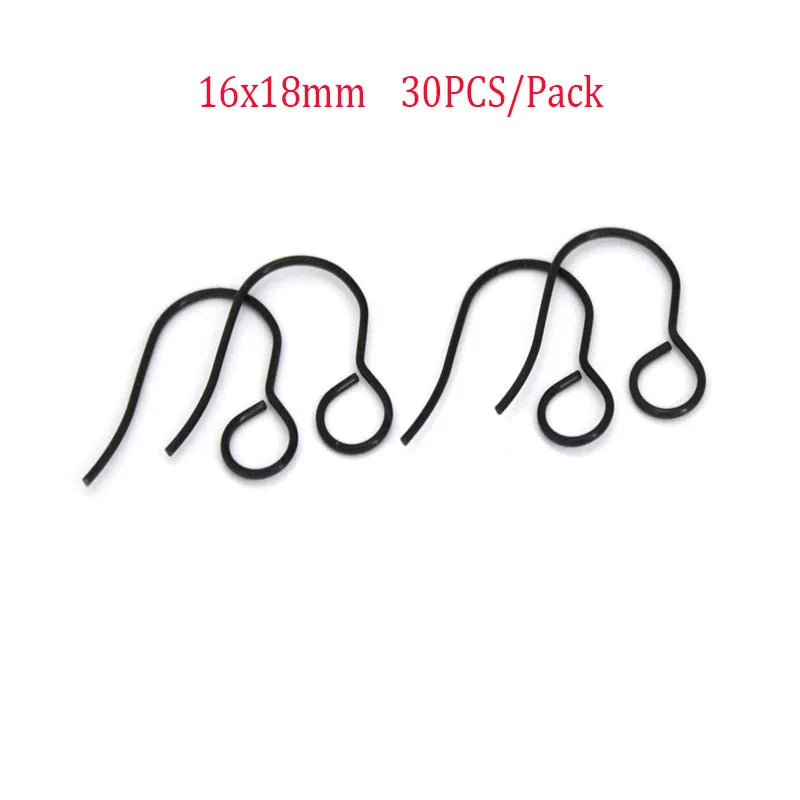 20-30PCS Stainless Steel Hypoallergenic Earring Hooks Findings Black Plated Earrings Clasp Wire For DIY Jewelry Making Supplier