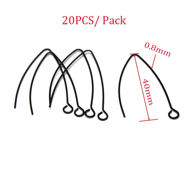 20-30PCS Stainless Steel Hypoallergenic Earring Hooks Findings Black Plated Earrings Clasp Wire For DIY Jewelry Making Supplier