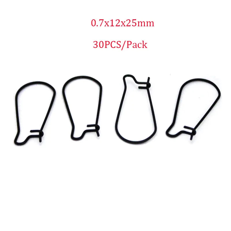 20-30PCS Stainless Steel Hypoallergenic Earring Hooks Findings Black Plated Earrings Clasp Wire For DIY Jewelry Making Supplier