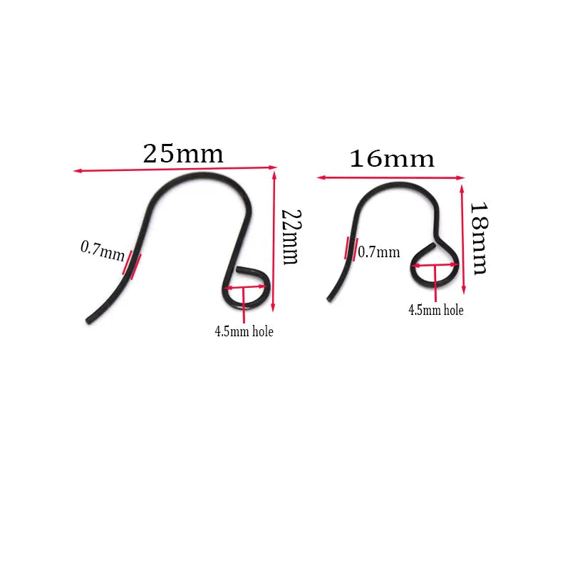 20-30PCS Stainless Steel Hypoallergenic Earring Hooks Findings Black Plated Earrings Clasp Wire For DIY Jewelry Making Supplier