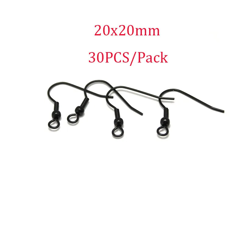 20-30PCS Stainless Steel Hypoallergenic Earring Hooks Findings Black Plated Earrings Clasp Wire For DIY Jewelry Making Supplier