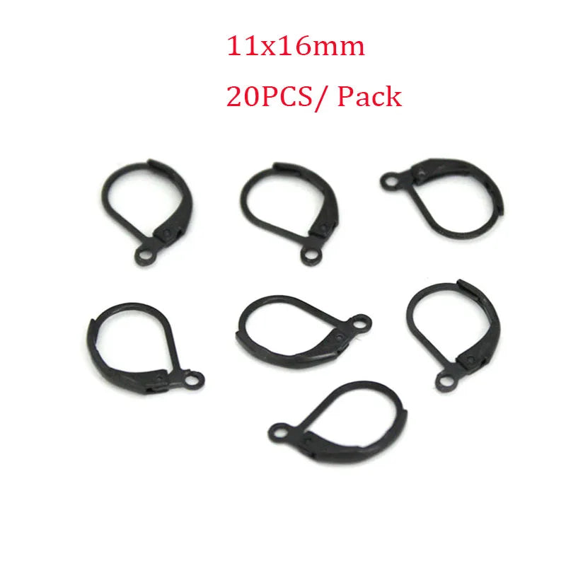 20-30PCS Stainless Steel Hypoallergenic Earring Hooks Findings Black Plated Earrings Clasp Wire For DIY Jewelry Making Supplier