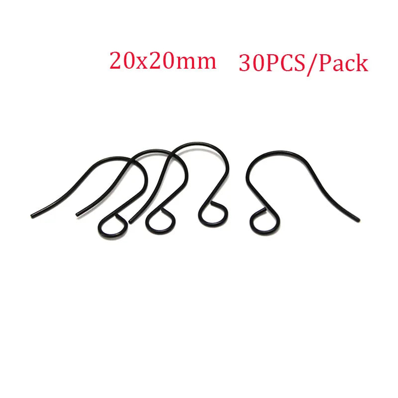 20-30PCS Stainless Steel Hypoallergenic Earring Hooks Findings Black Plated Earrings Clasp Wire For DIY Jewelry Making Supplier