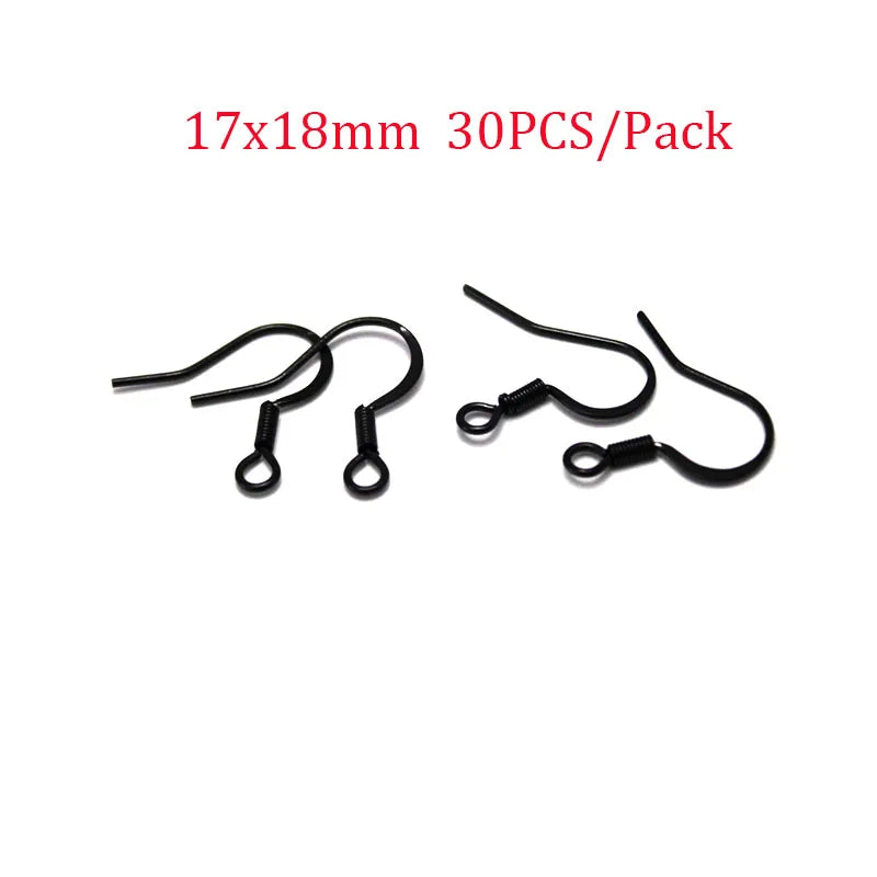 20-30PCS Stainless Steel Hypoallergenic Earring Hooks Findings Black Plated Earrings Clasp Wire For DIY Jewelry Making Supplier