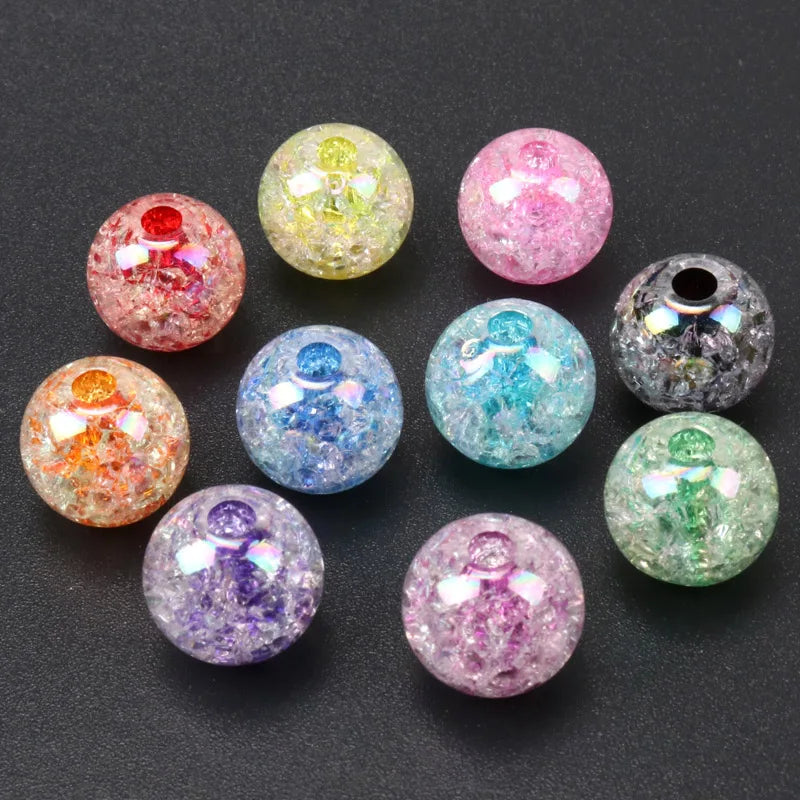 100pcs 14 16 18 20mm Mixed AB Transparent Crackle Round Beads Acrylic Spacer Ball Beads For Jewelry Making KL64