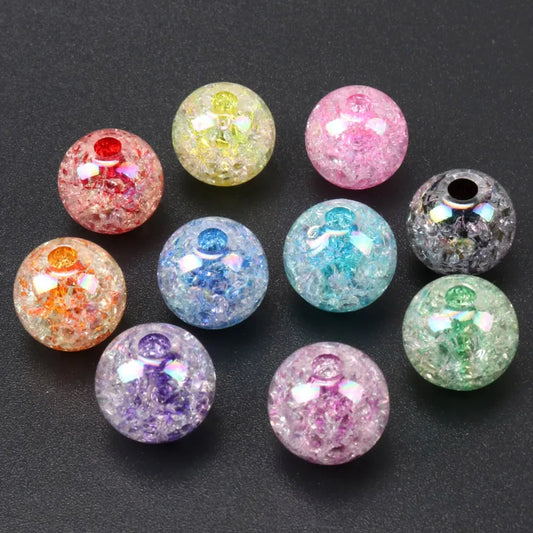 100pcs 14 16 18 20mm Mixed AB Transparent Crackle Round Beads Acrylic Spacer Ball Beads For Jewelry Making KL64