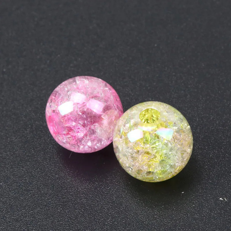 100pcs 14 16 18 20mm Mixed AB Transparent Crackle Round Beads Acrylic Spacer Ball Beads For Jewelry Making KL64
