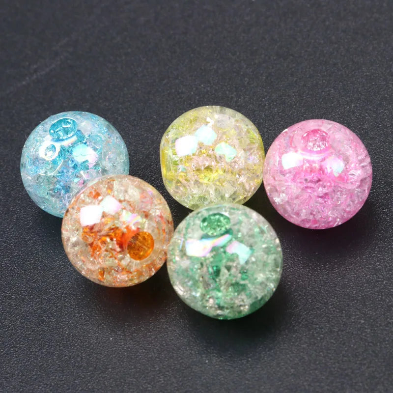 100pcs 14 16 18 20mm Mixed AB Transparent Crackle Round Beads Acrylic Spacer Ball Beads For Jewelry Making KL64
