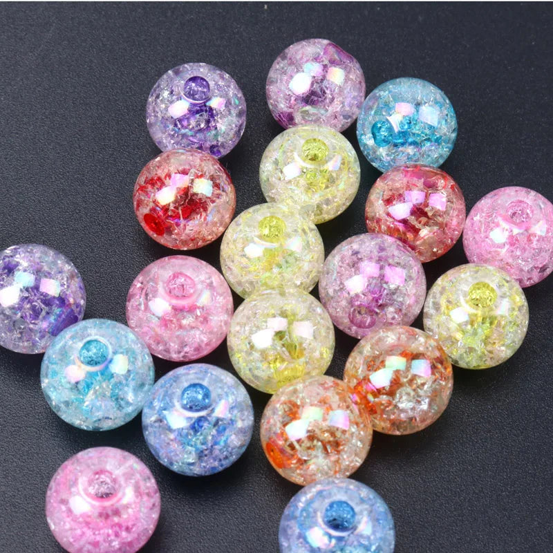 100pcs 14 16 18 20mm Mixed AB Transparent Crackle Round Beads Acrylic Spacer Ball Beads For Jewelry Making KL64