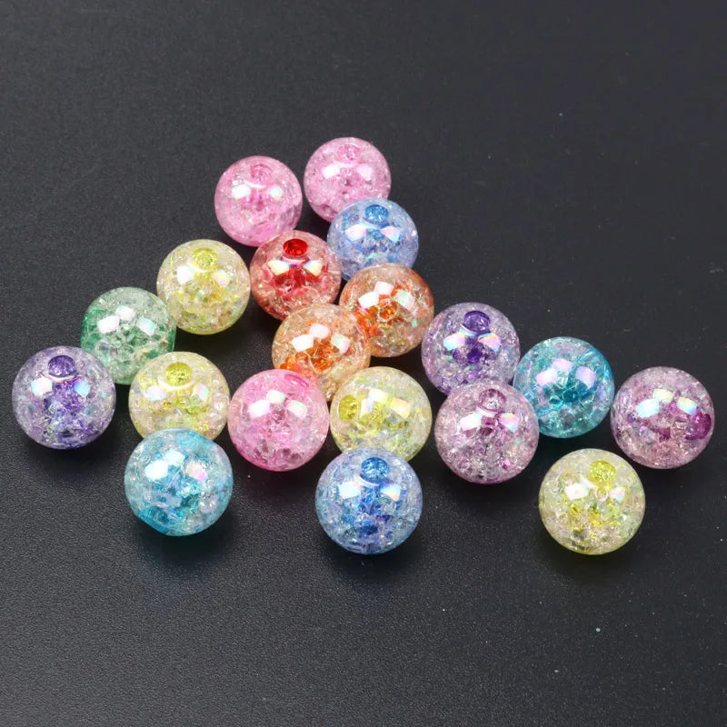 100pcs 14 16 18 20mm Mixed AB Transparent Crackle Round Beads Acrylic Spacer Ball Beads For Jewelry Making KL64