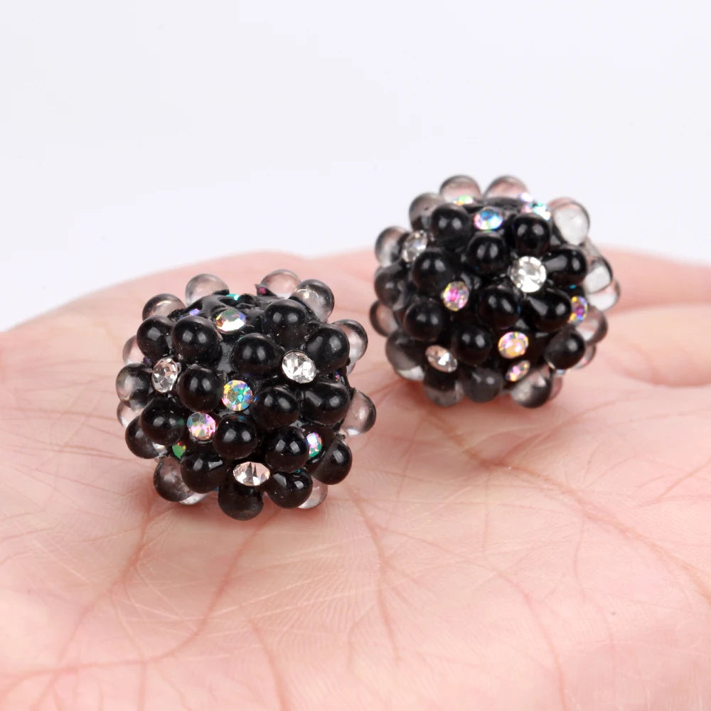 20mm 20pcs 3D Flower Ball Rhinestone Focal Acrylic Spacer Beads For Jewelry Making DIY Necklace Bracelet Earrings Keychain