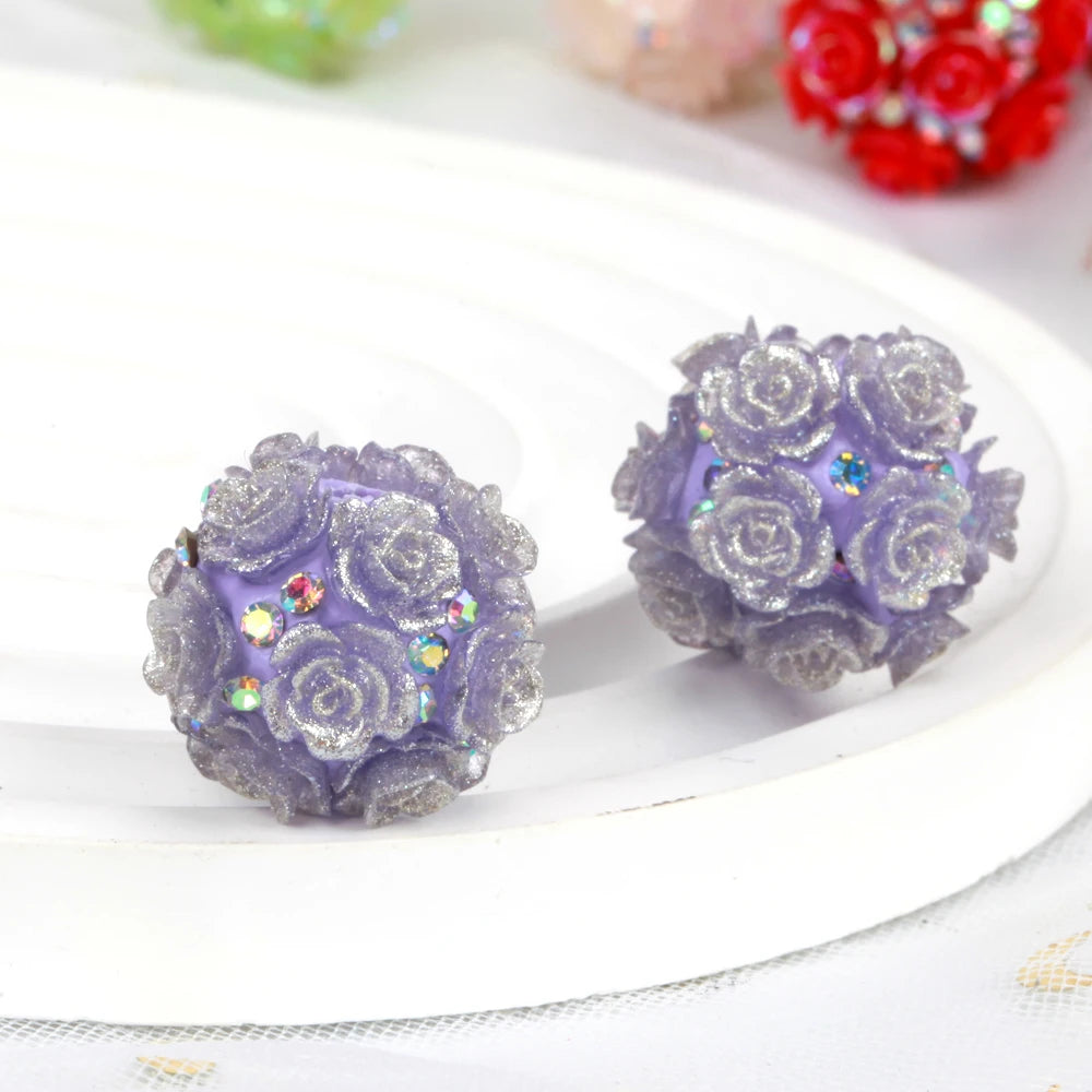 20mm 20pcs Camellia Flower Ball Red Polymer Clay Acrylic Beads For Jewelry Making DIY Necklace Bracelets Earring Accessories