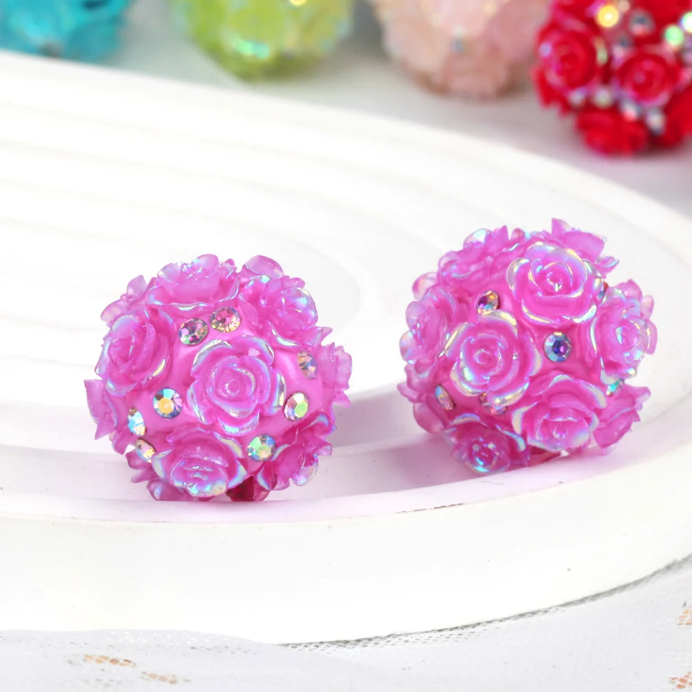 20mm 20pcs Camellia Flower Ball Red Polymer Clay Acrylic Beads For Jewelry Making DIY Necklace Bracelets Earring Accessories