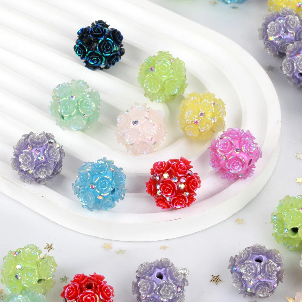 20mm 20pcs Camellia Flower Ball Red Polymer Clay Acrylic Beads For Jewelry Making DIY Necklace Bracelets Earring Accessories