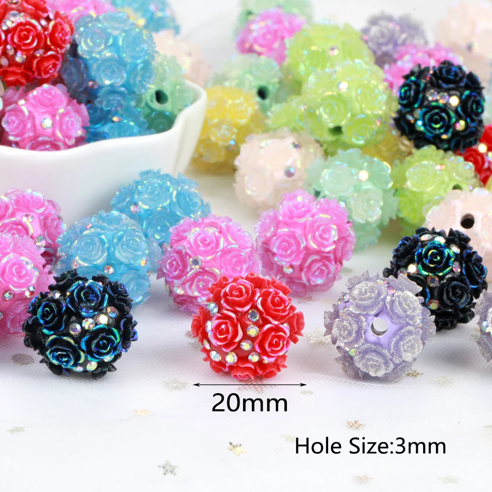 20mm 20pcs Camellia Flower Ball Red Polymer Clay Acrylic Beads For Jewelry Making DIY Necklace Bracelets Earring Accessories