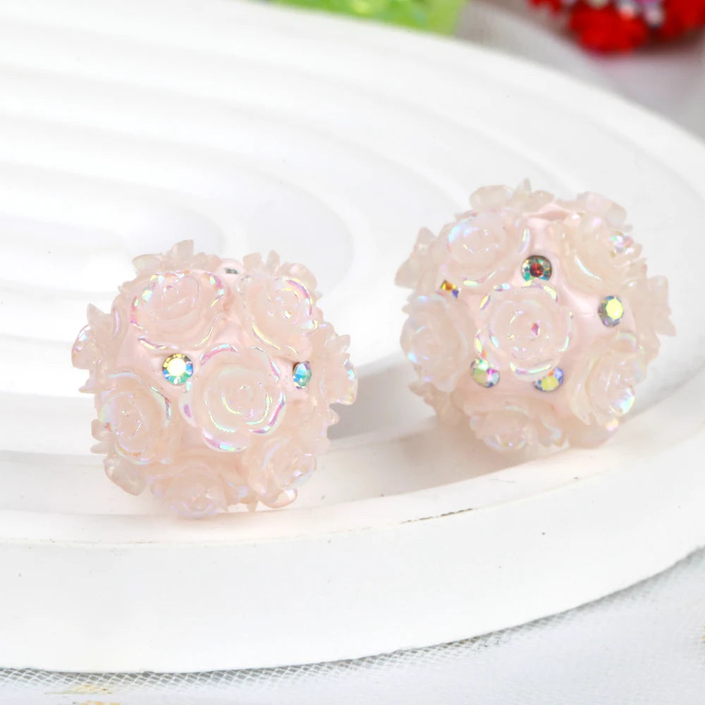 20mm 20pcs Camellia Flower Ball Red Polymer Clay Acrylic Beads For Jewelry Making DIY Necklace Bracelets Earring Accessories