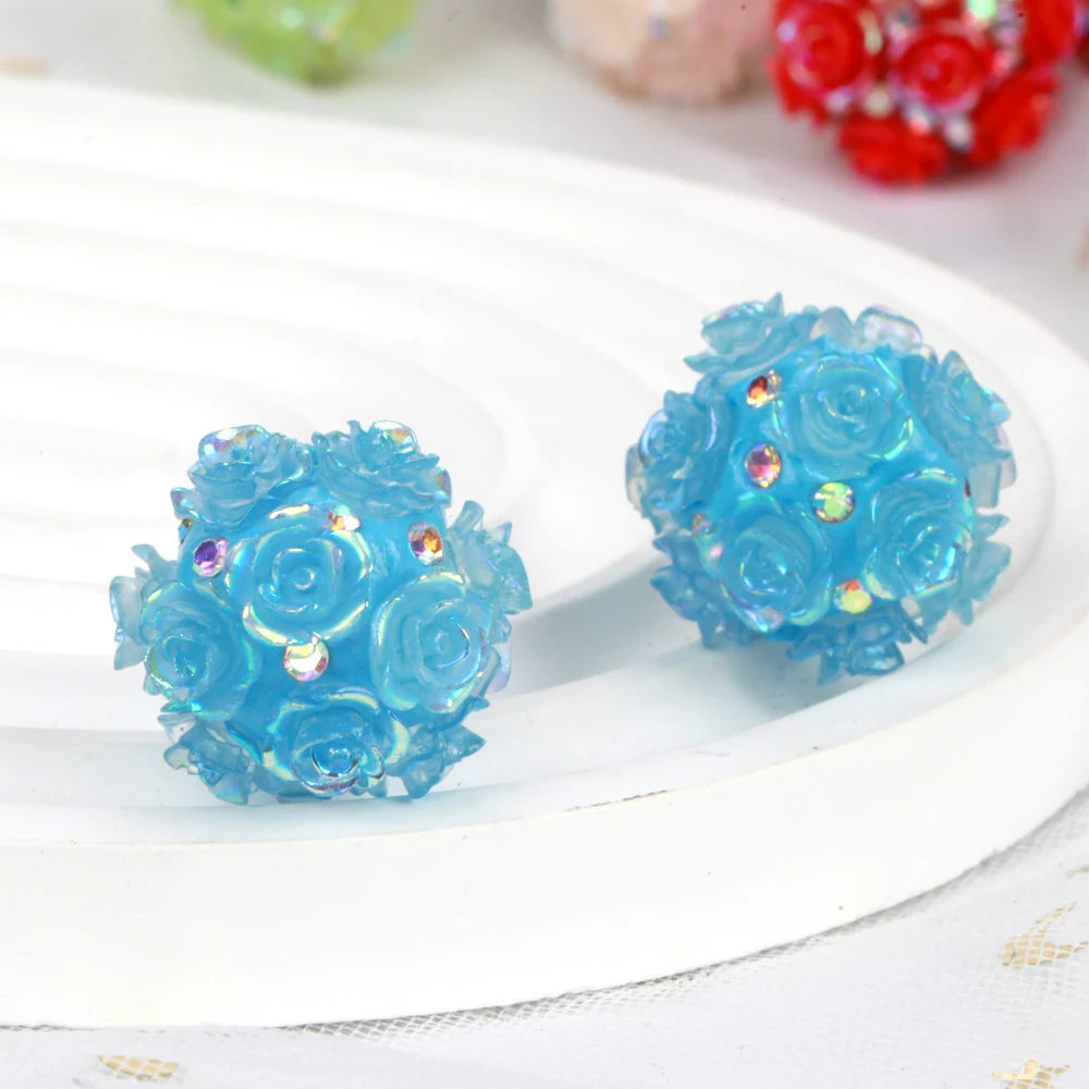 20mm 20pcs Camellia Flower Ball Red Polymer Clay Acrylic Beads For Jewelry Making DIY Necklace Bracelets Earring Accessories