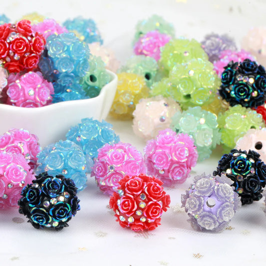20mm 20pcs Camellia Flower Ball Red Polymer Clay Acrylic Beads For Jewelry Making DIY Necklace Bracelets Earring Accessories