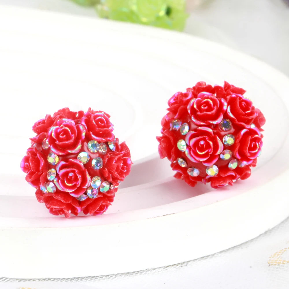 20mm 20pcs Camellia Flower Ball Red Polymer Clay Acrylic Beads For Jewelry Making DIY Necklace Bracelets Earring Accessories