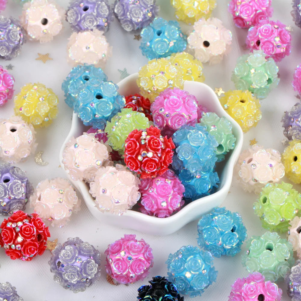 20mm 20pcs Camellia Flower Ball Red Polymer Clay Acrylic Beads For Jewelry Making DIY Necklace Bracelets Earring Accessories