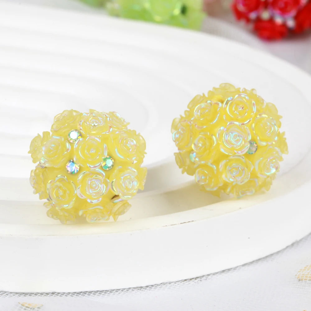 20mm 20pcs Camellia Flower Ball Red Polymer Clay Acrylic Beads For Jewelry Making DIY Necklace Bracelets Earring Accessories