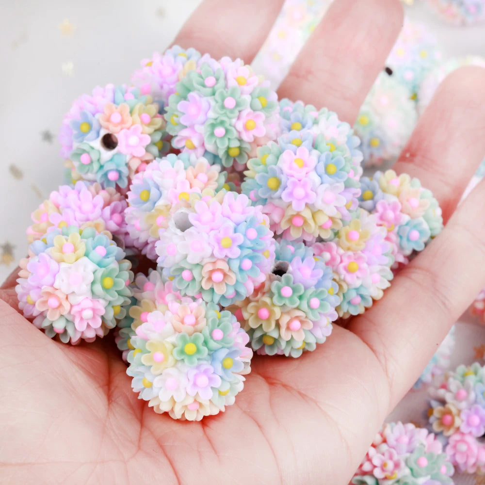 20mm 20pcs Colorful Flower Ball Polymer Clay Acrylic Beads For Jewelry Making DIY Necklace Bracelet Earring Accessories Lover