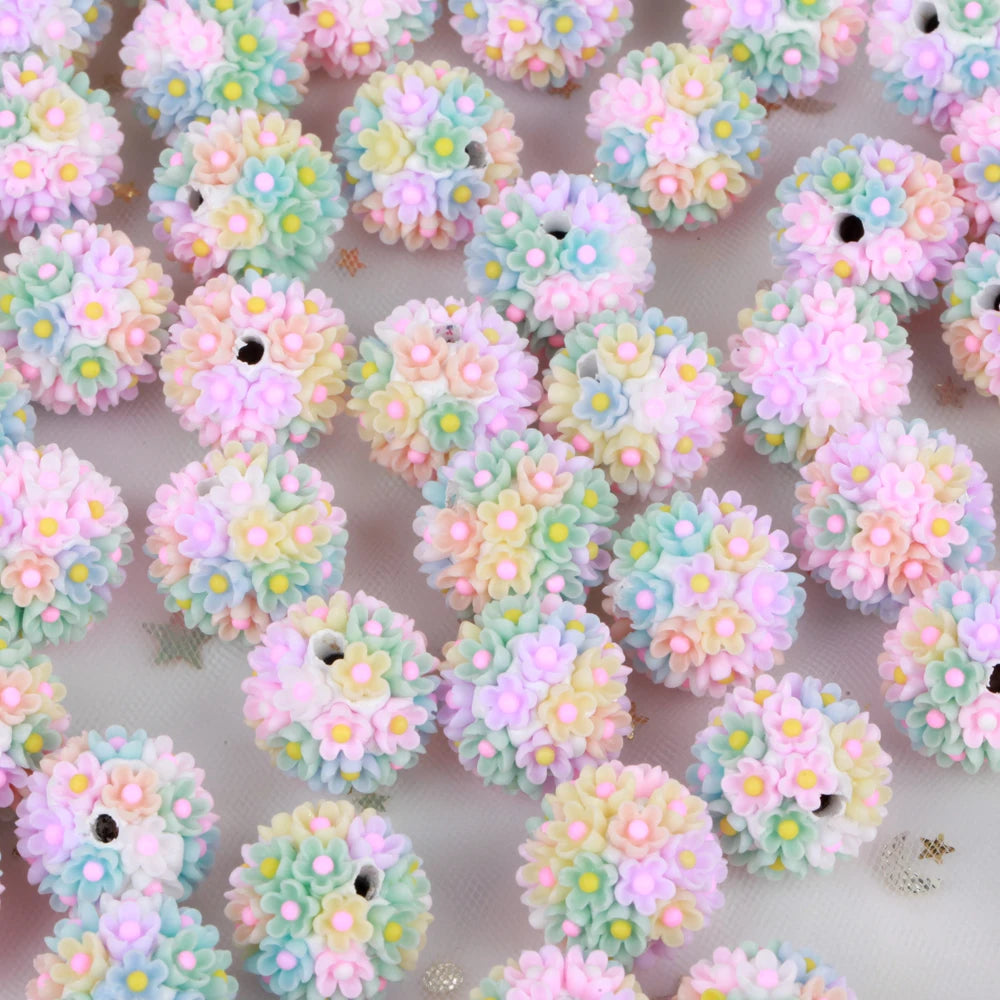 20mm 20pcs Colorful Flower Ball Polymer Clay Acrylic Beads For Jewelry Making DIY Necklace Bracelet Earring Accessories Lover