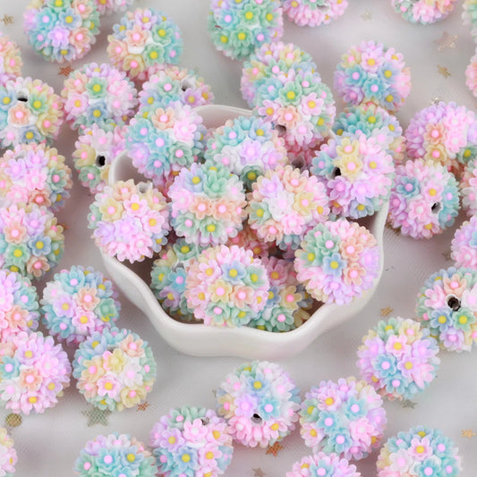 20mm 20pcs Colorful Flower Ball Polymer Clay Acrylic Beads For Jewelry Making DIY Necklace Bracelet Earring Accessories Lover
