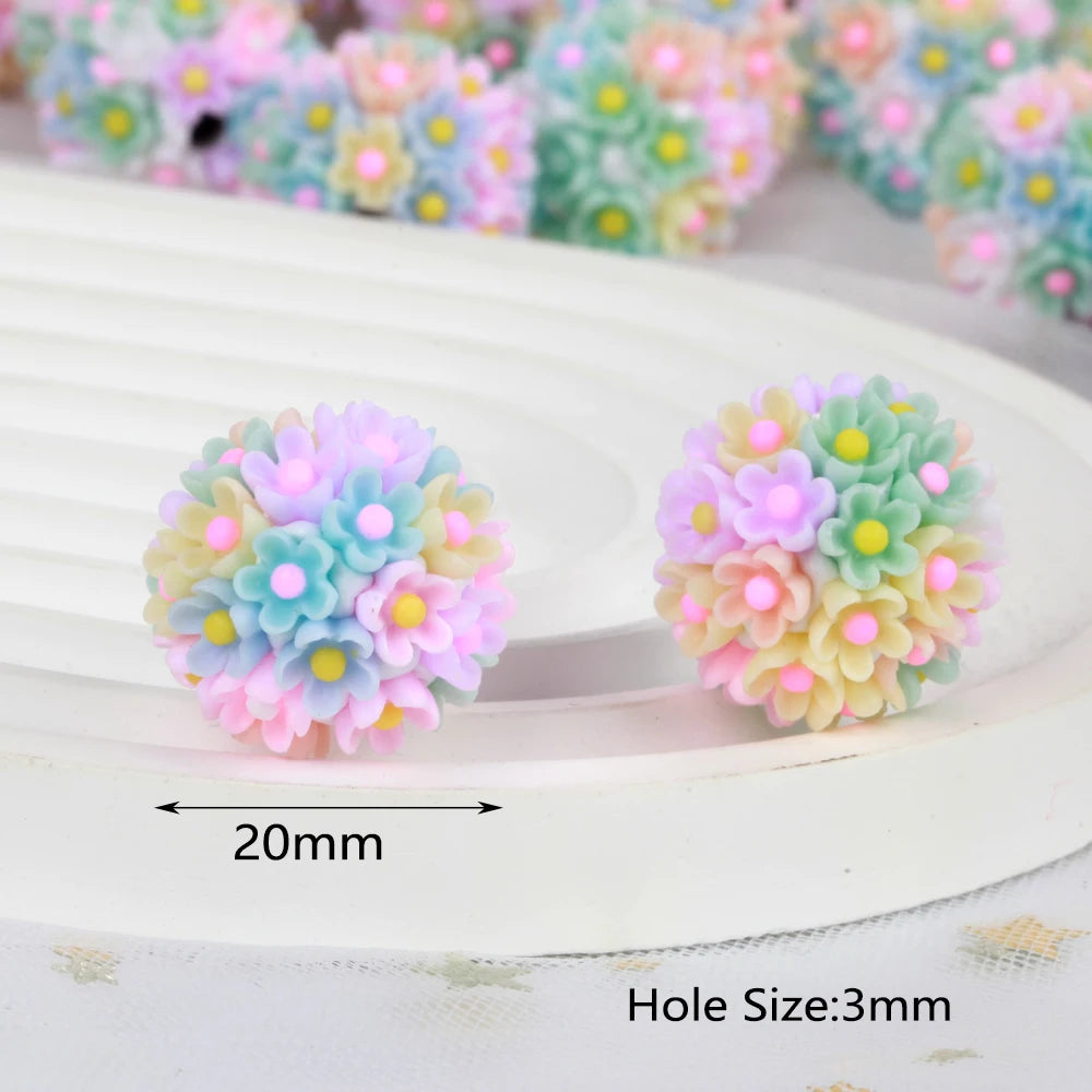 20mm 20pcs Colorful Flower Ball Polymer Clay Acrylic Beads For Jewelry Making DIY Necklace Bracelet Earring Accessories Lover