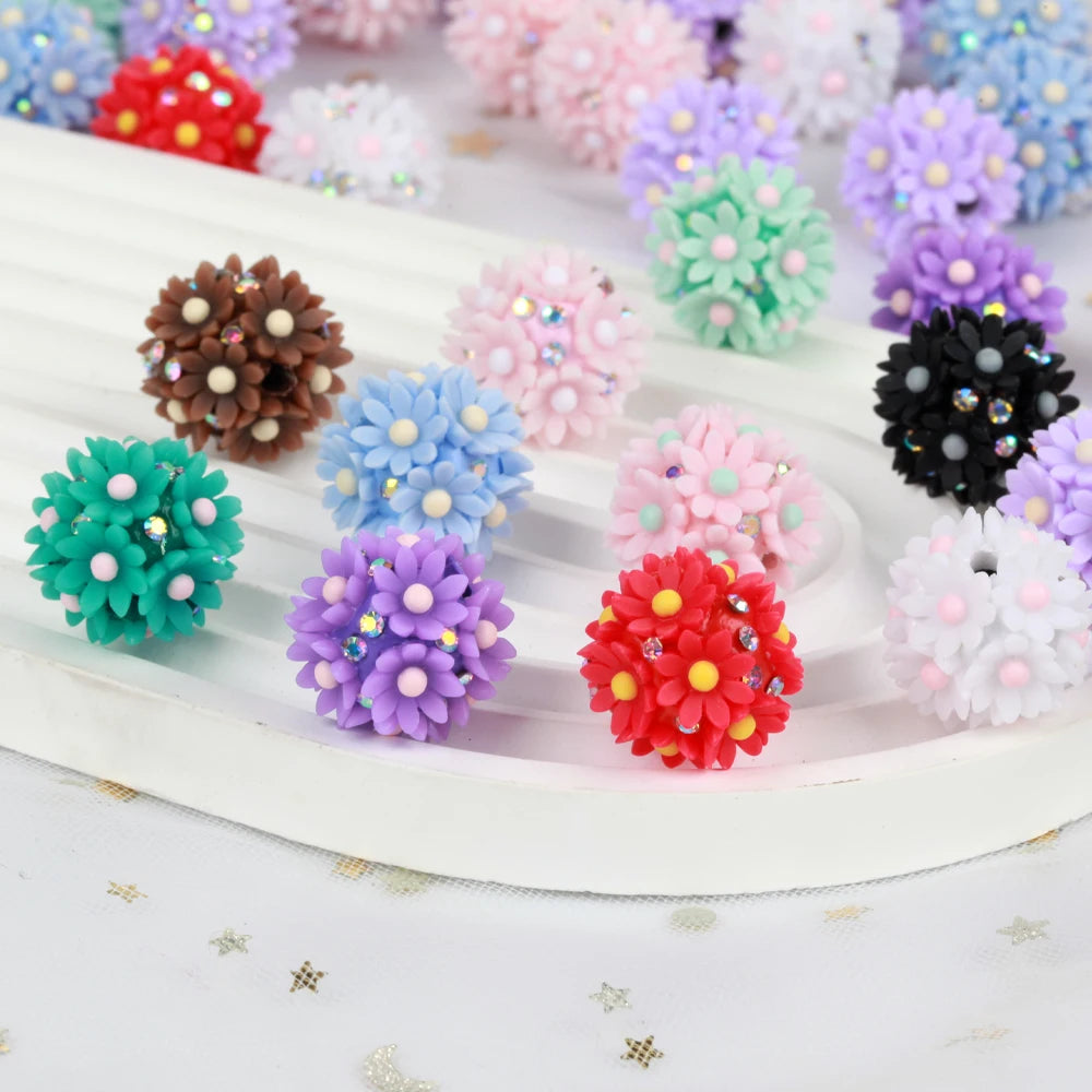 20mm 20pcs Daisy Flower Ball Red Polymer Clay Acrylic Beads For Jewelry Making DIY Necklace Bracelets Earring Accessories