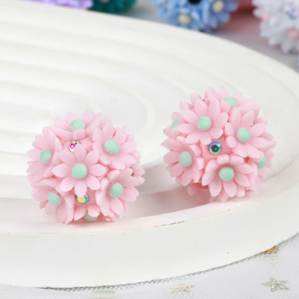 20mm 20pcs Daisy Flower Ball Red Polymer Clay Acrylic Beads For Jewelry Making DIY Necklace Bracelets Earring Accessories
