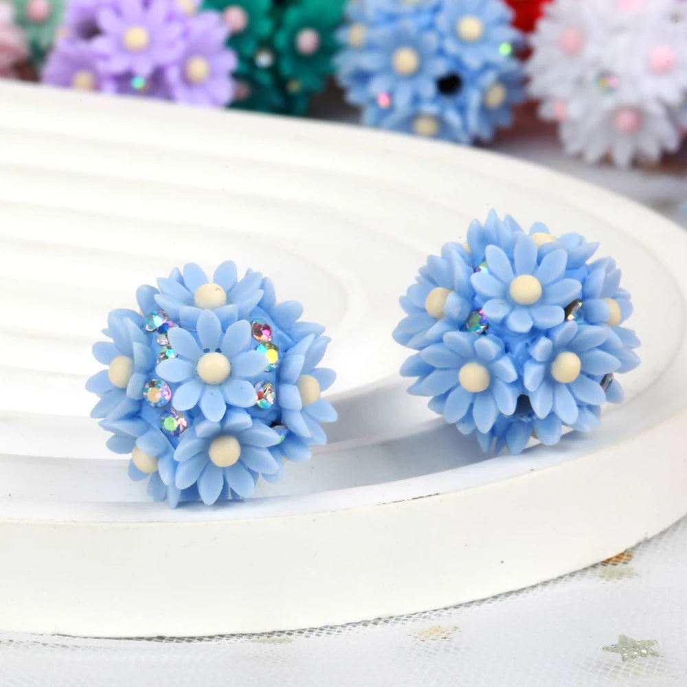 20mm 20pcs Daisy Flower Ball Red Polymer Clay Acrylic Beads For Jewelry Making DIY Necklace Bracelets Earring Accessories