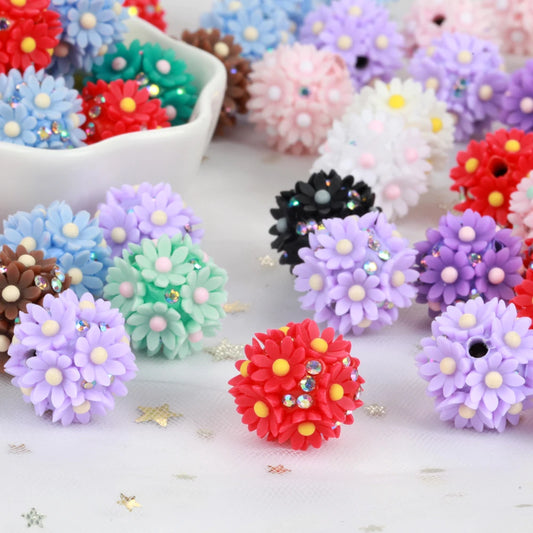 20mm 20pcs Daisy Flower Ball Red Polymer Clay Acrylic Beads For Jewelry Making DIY Necklace Bracelets Earring Accessories