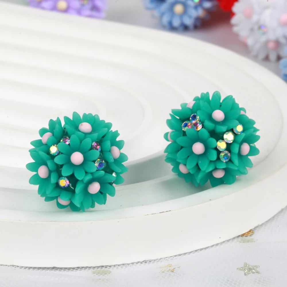 20mm 20pcs Daisy Flower Ball Red Polymer Clay Acrylic Beads For Jewelry Making DIY Necklace Bracelets Earring Accessories