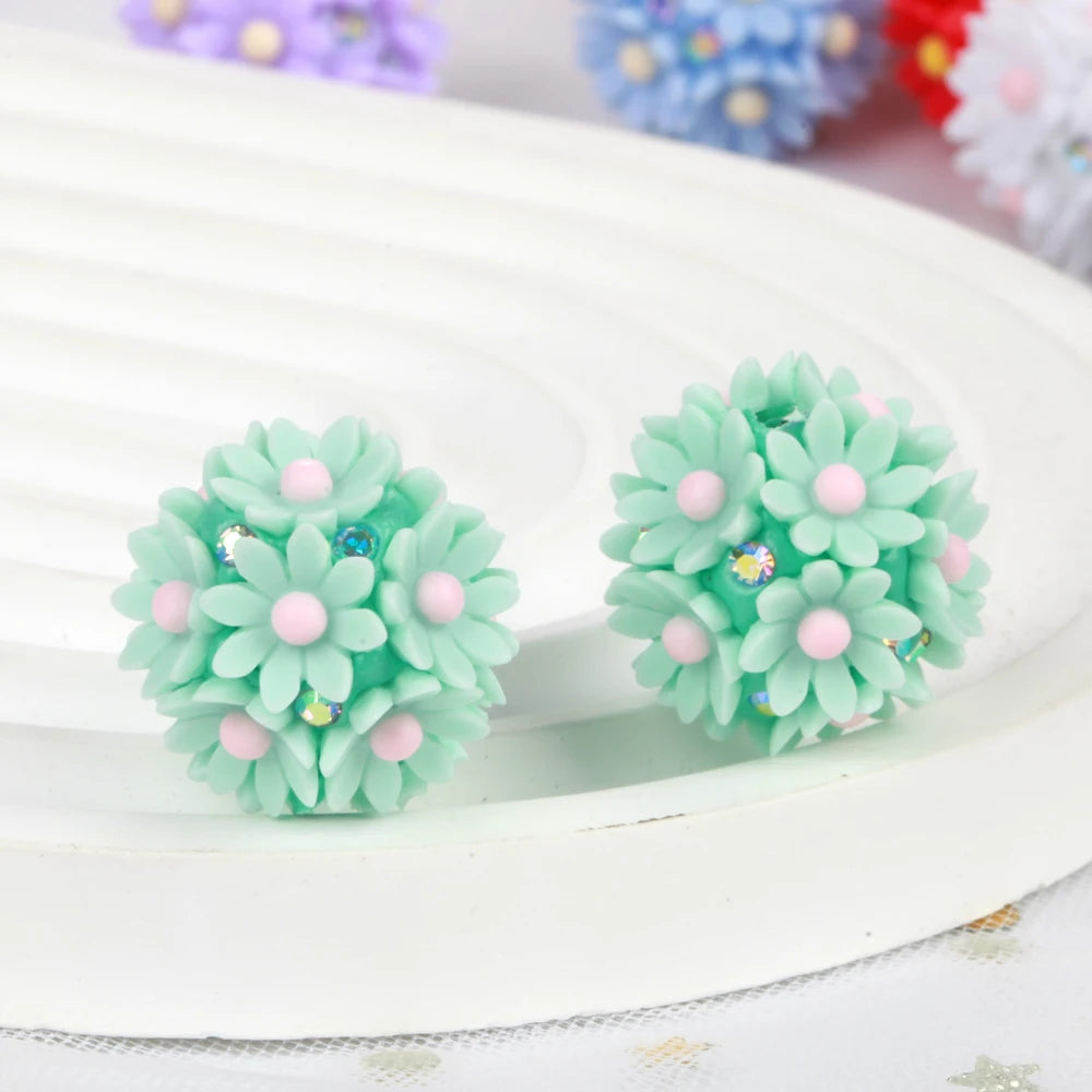 20mm 20pcs Daisy Flower Ball Red Polymer Clay Acrylic Beads For Jewelry Making DIY Necklace Bracelets Earring Accessories