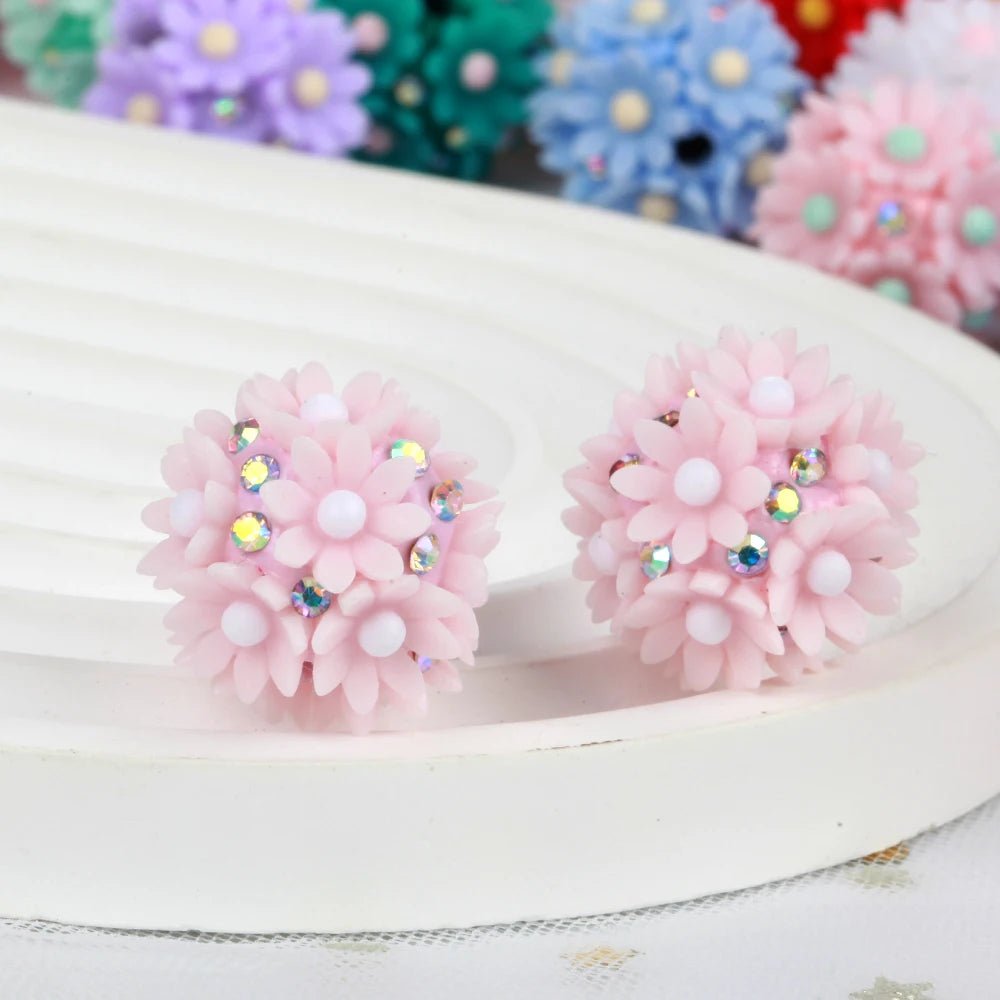 20mm 20pcs Daisy Flower Ball Red Polymer Clay Acrylic Beads For Jewelry Making DIY Necklace Bracelets Earring Accessories