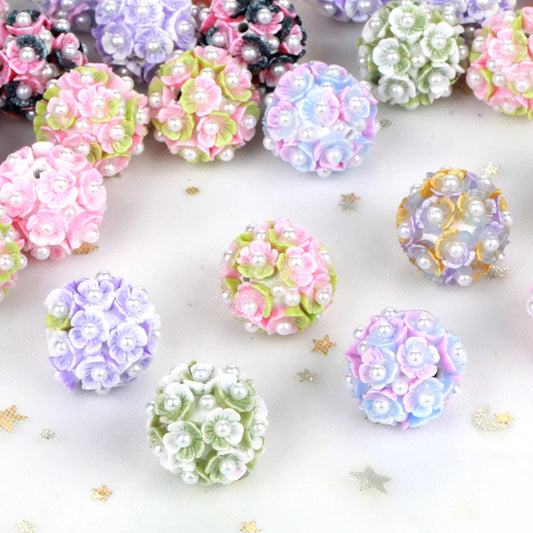 20mm 20pcs Flower Pearl Polymer Clay Lover Gift Acrylic Beads For Jewelry Making DIY Necklace Bracelets Earring Accessories
