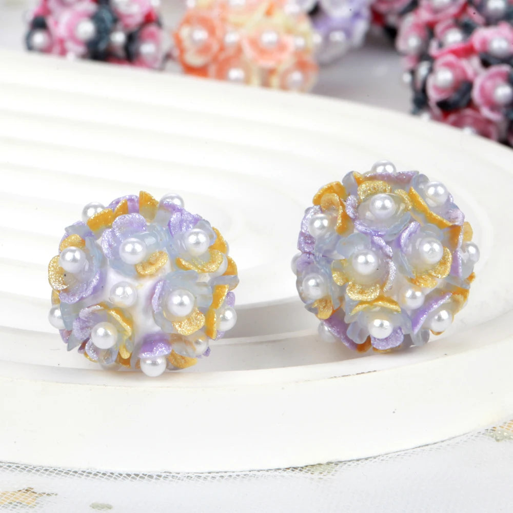 20mm 20pcs Flower Pearl Polymer Clay Lover Gift Acrylic Beads For Jewelry Making DIY Necklace Bracelets Earring Accessories