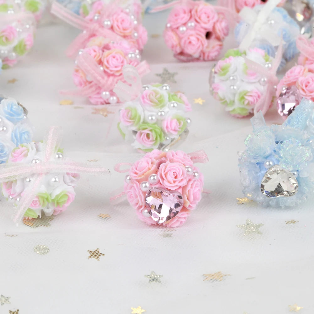 20mm 20pcs Rose Flower Ball Bow Love Polymer Clay Acrylic Beads For Jewelry Making DIY Necklace Bracelets Earring Accessories